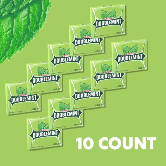 WRIGLEY'S DOUBLEMINT Mint Gum Chewing Gum Bulk Pack, 15 Stick (Pack of 10) - Picture 3 of 3